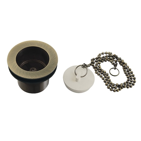 Kingston Brass 112 Chain and Stopper Tub Drain with 112 Body Thread, Antique Brass DSP15AB